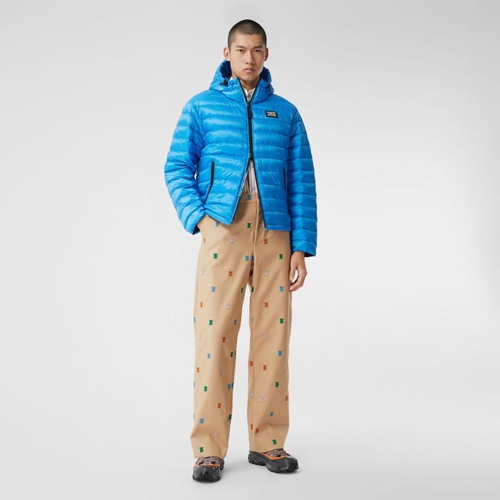 burberry logo detail hooded puffer coat