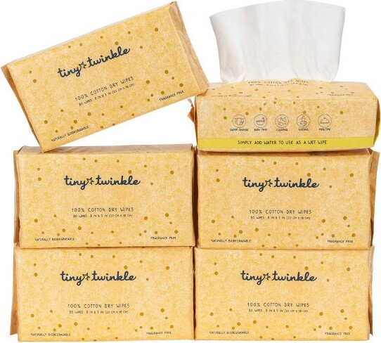 tiny twinkle TinyTwinkle100%CottonBabyDryWipes,480Count–Hypoallergenic,Fragrance‑Free,Dual‑UseWetorDry