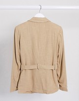 Thumbnail for your product : Vila linen mix blazer with tie waist in camel