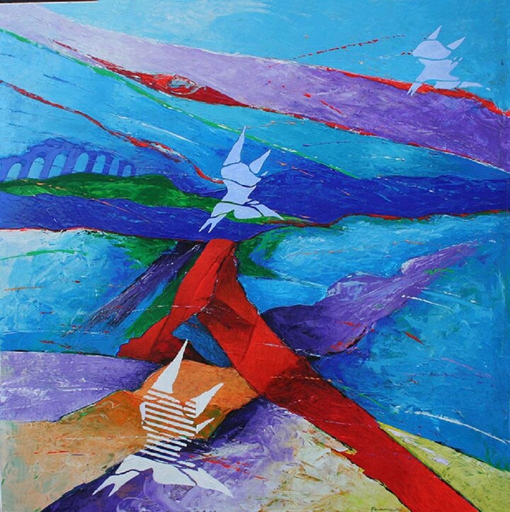 Franco Ferrari Franco Ferrari, Roman Landscape - Painting by 2000s, 2000s