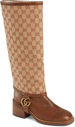 Gucci Lola GG Canvas and Leather Riding Boots