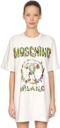 Moschino Logo Printed Cotton Jersey T-Shirt Dress