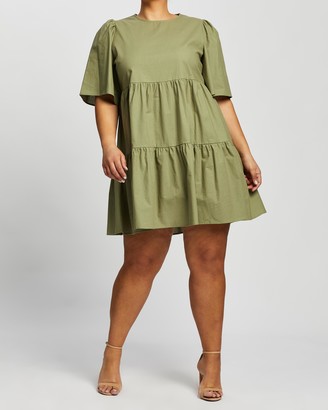 Atmos & Here Women's Green Mini Dresses - Amora Cotton Mini Dress