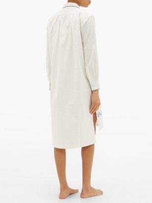 Kilometre Paris - Nyc Piping Embroidered Cotton Pyjama Shirt - White Multi