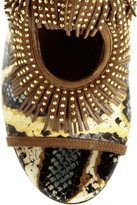 Thumbnail for your product : Hampton Sun Aquazzura Studded fringed leather and elaphe sandals