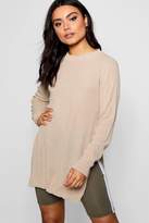Thumbnail for your product : boohoo Side Split Moss Stitch Tunic Jumper