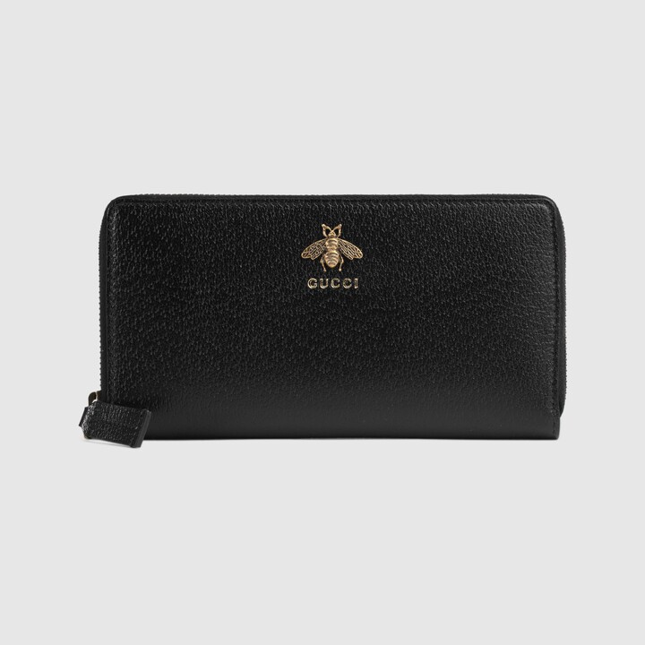 Black Leather Animalier Wallet
