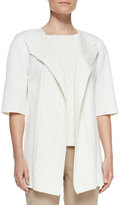 Thumbnail for your product : St. John Short-Sleeve Cable Knit Cardigan, Cream