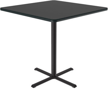 Correll, Inc. Correll 42 Square, 42 High Café Bistro & Break Room Table, Standing, Barstool Height, Black Granite Thermal Fused Laminate Top, Cast Iron Base, Leveli