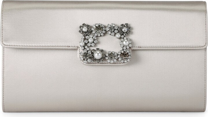 Roger Vivier Crystal-embellished Satin Clutch Emerald ShopStyle