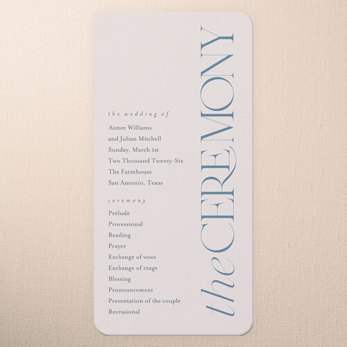 Wedding Programs: Simple Serenity, Contemporary, 4x8, Beige, Matte, Signature Smooth Cardstock, Rounded, Antique White