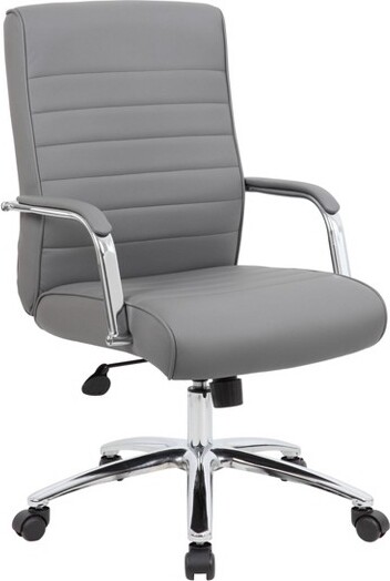 Boss Office Products ExecutiveConferenceChairGray-BossOfficeProducts:CaressoftPlus,ChromeBase,275lbsCapacity
