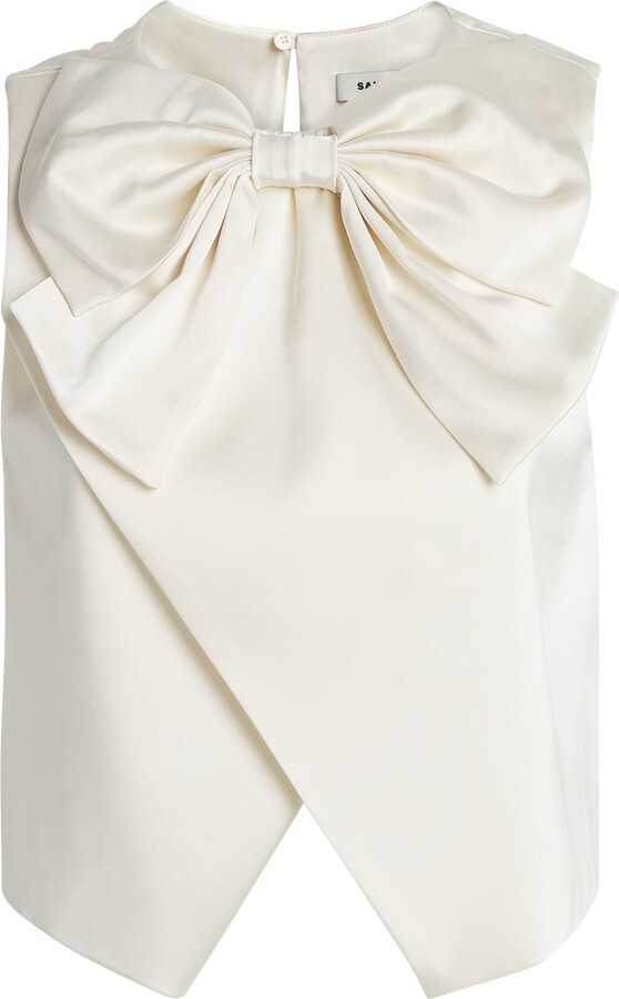 Sandro Satin Bow Crop Top