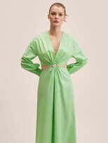 Thumbnail for your product : MANGO Brown Cotton Waist Detail Maxi Dress, Green