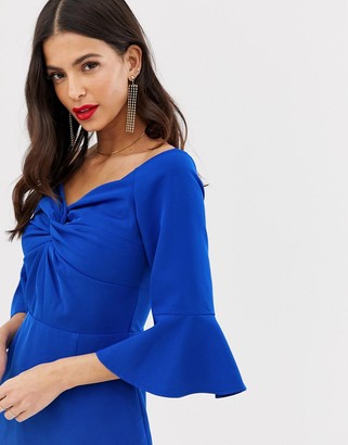Paper Dolls off shoulder pencil midi dress with knot front detail