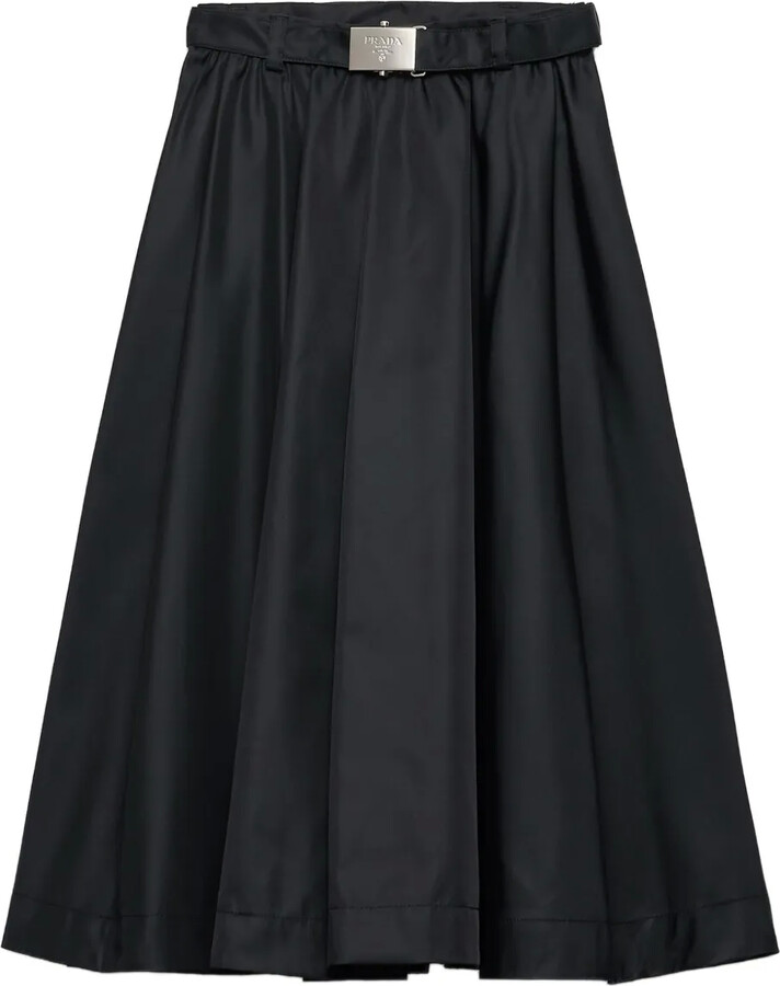 Prada Belted Pleated Skirt