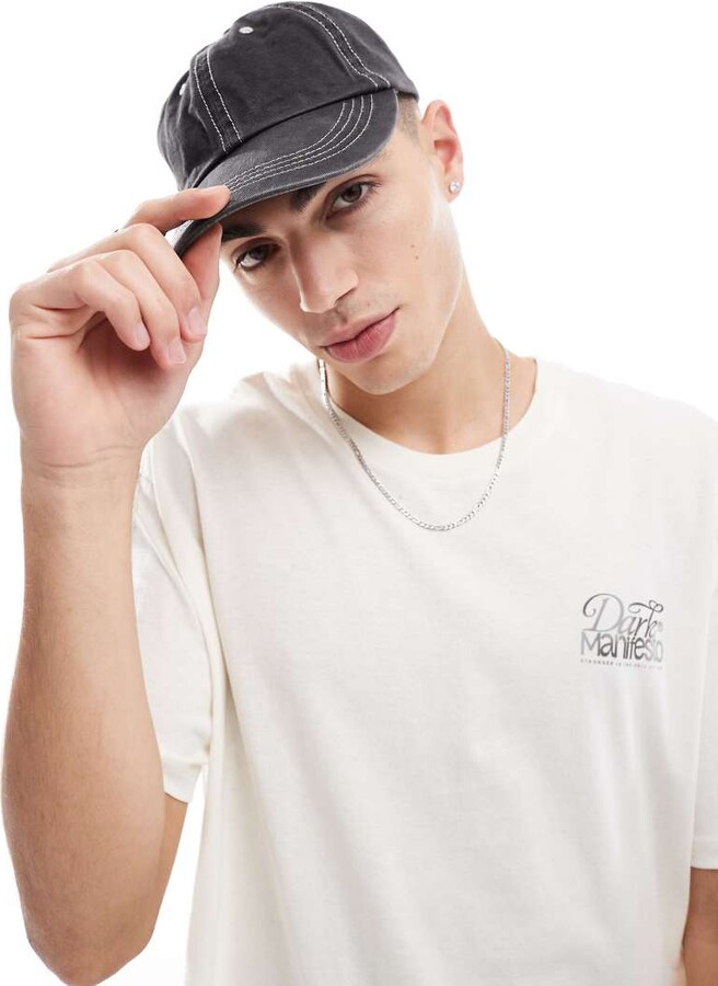 ASOS DESIGN soft cap with contrast stitch in washed black