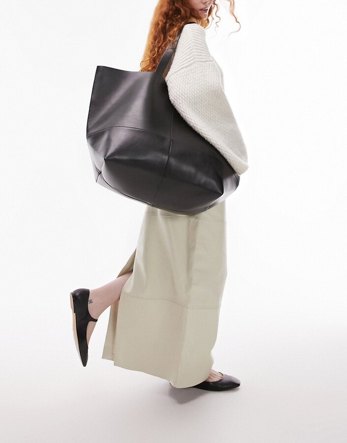 Leather Handbags Black Tote Bag Topshop Topshop Tink Tote Bag In