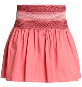 See by Chloe Smocked Embroidered Cotton-poplin Mini Skirt