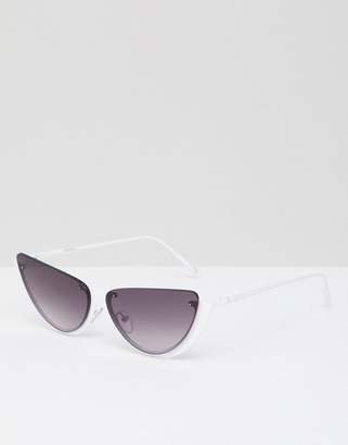 Cat Eye Asos Design ASOS DESIGN sliced top extreme sunglasses-White
