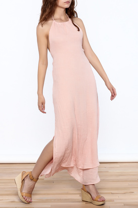 Solemio Pink Halter Maxi Dress