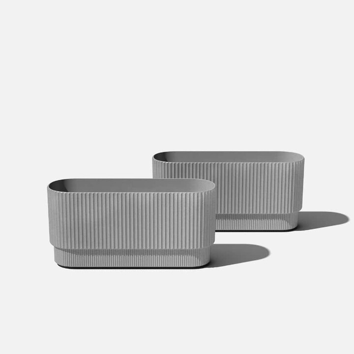 Veradek Demi Extra Large Gray Plastic Rectangular Long Planter with Drainage Holes (10 in. L x 30 in. W x 14.25 in. H) (2-Pack)