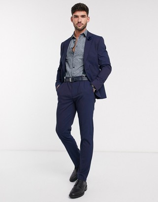 ASOS DESIGN wedding skinny suit pants in blue and purple tonic