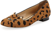 Thumbnail for your product : Charlotte Olympia Kitty Cat-Embroidered Calf Hair Slipper, Leopard