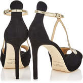 Thumbnail for your product : Jimmy Choo FAWNE 100 Black Suede and Champagne Liquid Mirror Leather Sandals