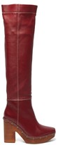 Thumbnail for your product : Jacquemus Sabots Leather Over-the-knee Boots - Burgundy