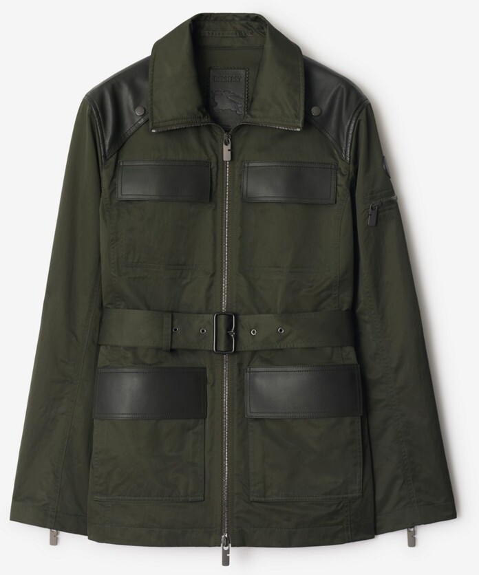Burberry Leather Trim Nylon Blend Field Jacket Size: 0