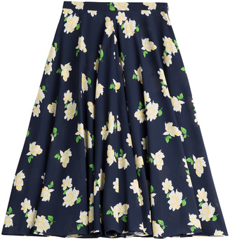 Michael Kors Collection Navy Floral Silk Skirt