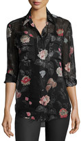 Thumbnail for your product : Equipment Signature Floral-Print Silk Shirt, True Black Multi