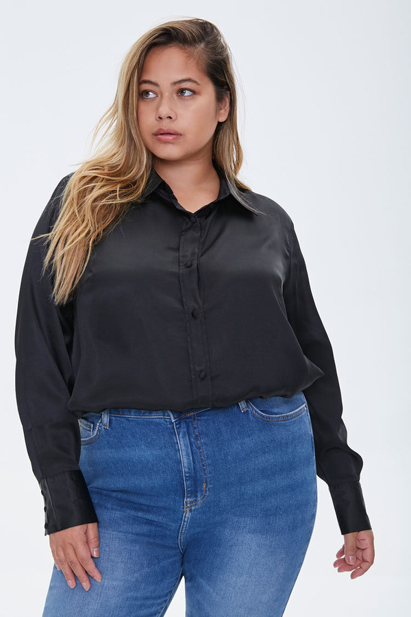satin shirt plus size