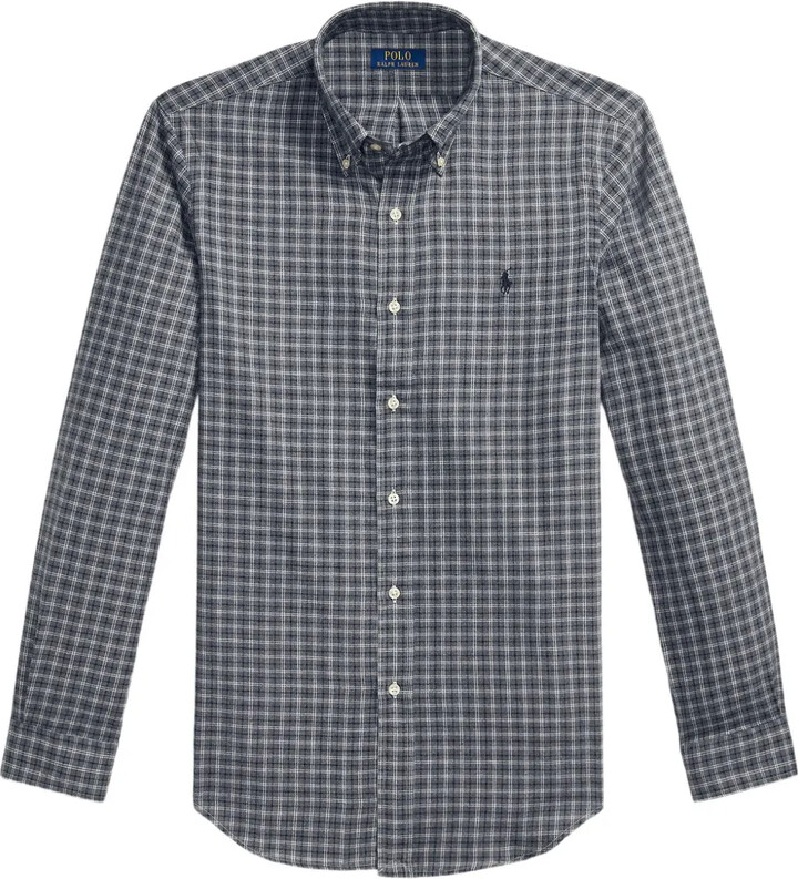 【Louren】standcollar check all in one Polo Ralph Lauren Checked Long-Sleeve Shirt - ShopStyle