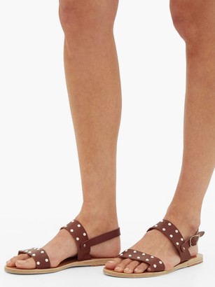 Ancient Greek Sandals Dinami Studded Leather Sandals - Dark Brown