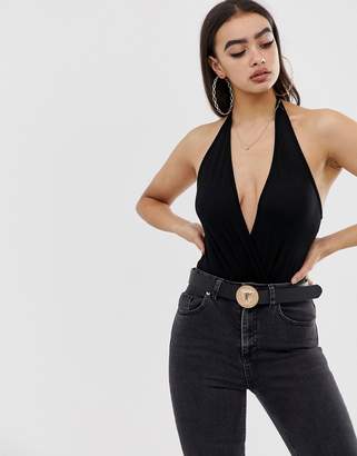 Asos Design DESIGN halter bodysuit in black