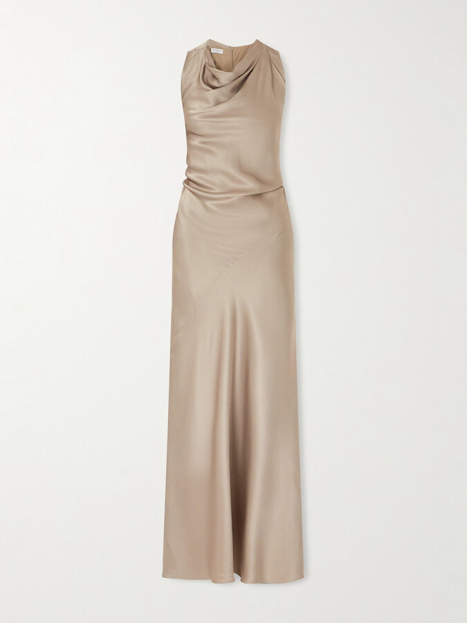 Brunello Cucinelli Silk Maxi Dress - Brown
