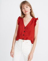 Thumbnail for your product : Madewell Linen-Blend Ruffle Button-Front Tank