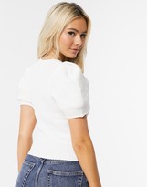 Thumbnail for your product : Qed London short sleeve knitted top in cream