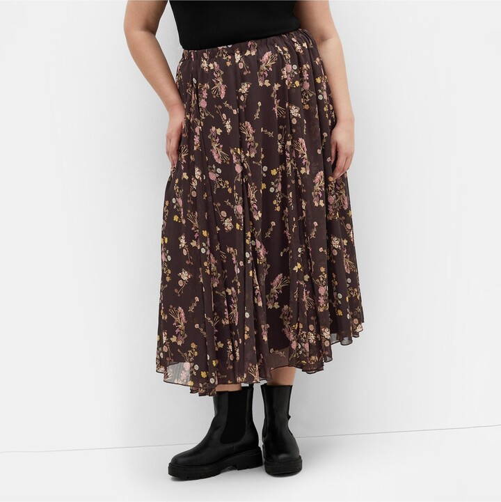 City Chic Plus Size Serene Print Midi Skirt