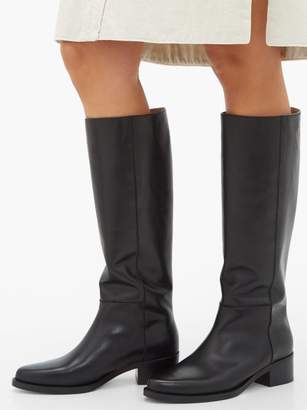 Legres - Knee-high Leather Riding Boots - Womens - Black
