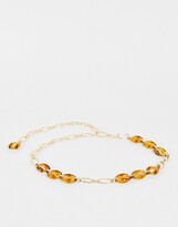 Thumbnail for your product : NA-KD detailed chunky chain belt in tortoise and gold
