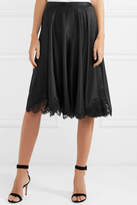 Thumbnail for your product : Carine Gilson Dancer Chantilly Lace-trimmed Silk-satin Skirt - Black