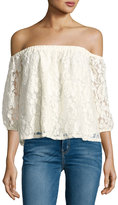 Thumbnail for your product : Ella Moss Lace Off-the-Shoulder 3/4-Sleeve Top, Natural