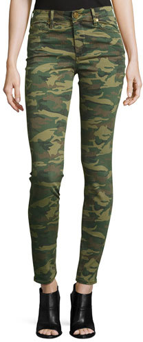 True Religion Halle Mid-Rise Super Skinny Jeans, Green Destroyed Camo ...