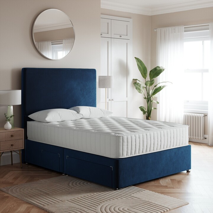 Dunelm Luxury Velvet Divan Base Navy Blue ShopStyle Beds & Headboards
