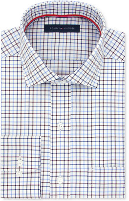 Tommy Hilfiger Men's Classic-Fit Non-Iron Medium Purple Check Dress Shirt