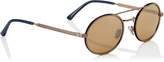 Thumbnail for your product : Jimmy Choo JEFF Silver Mirror Oval Sunglasses with Bronze Metal Frame and Blue Temple Ends