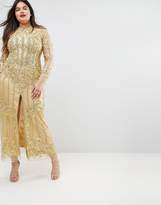Thumbnail for your product : A Star Is Born Plus Embellished Baroque Maxi Dress With Front Split